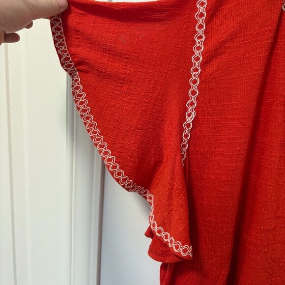 Max Studio London Blouse Short Sleeve Red White Flowy Size 3X Plus - Picture 5 of 12